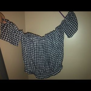 gingham off shoulder top